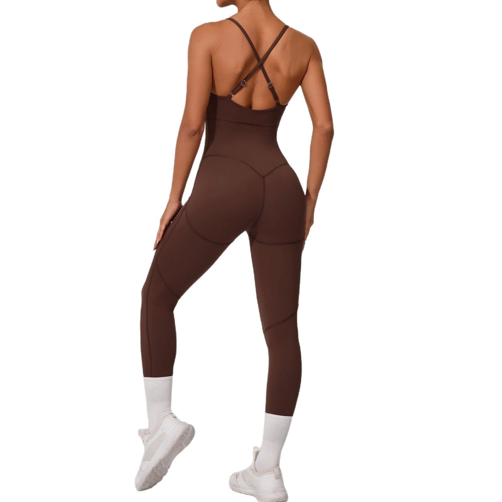 Women's Solid Color Casual Cross Back Summer Jumpsuit