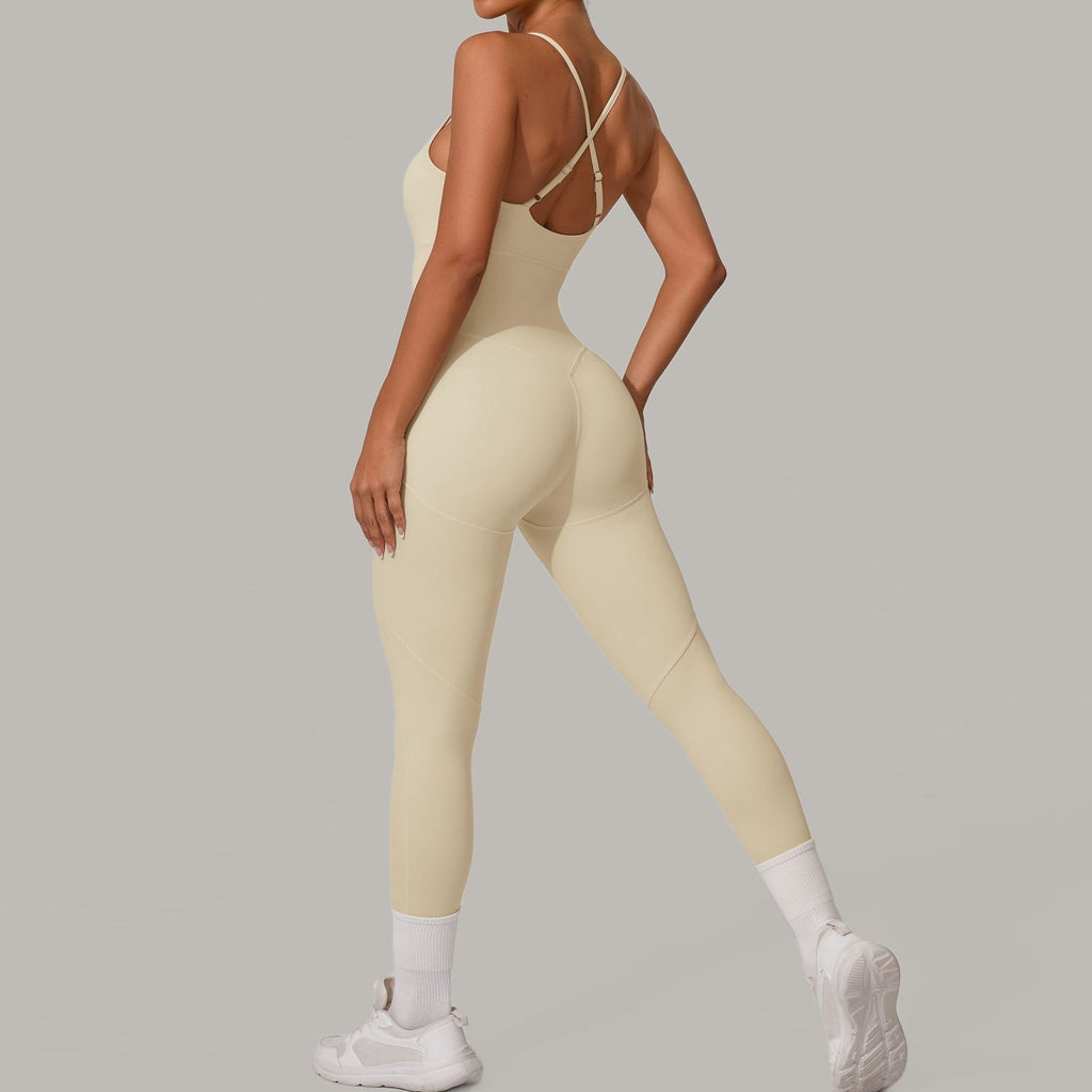 Women's Solid Color Casual Cross Back Summer Jumpsuit